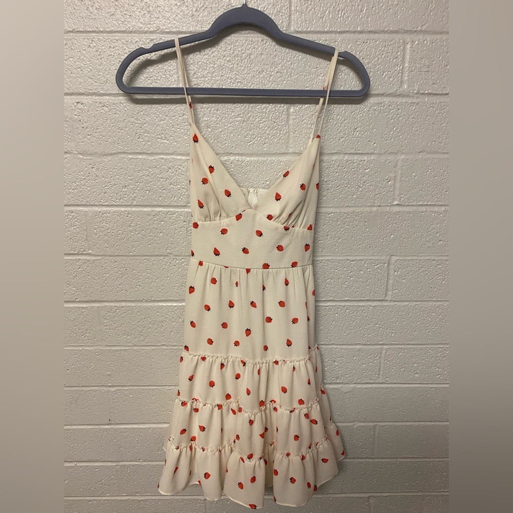 Cute tie back strawberry dress! B. Smart
